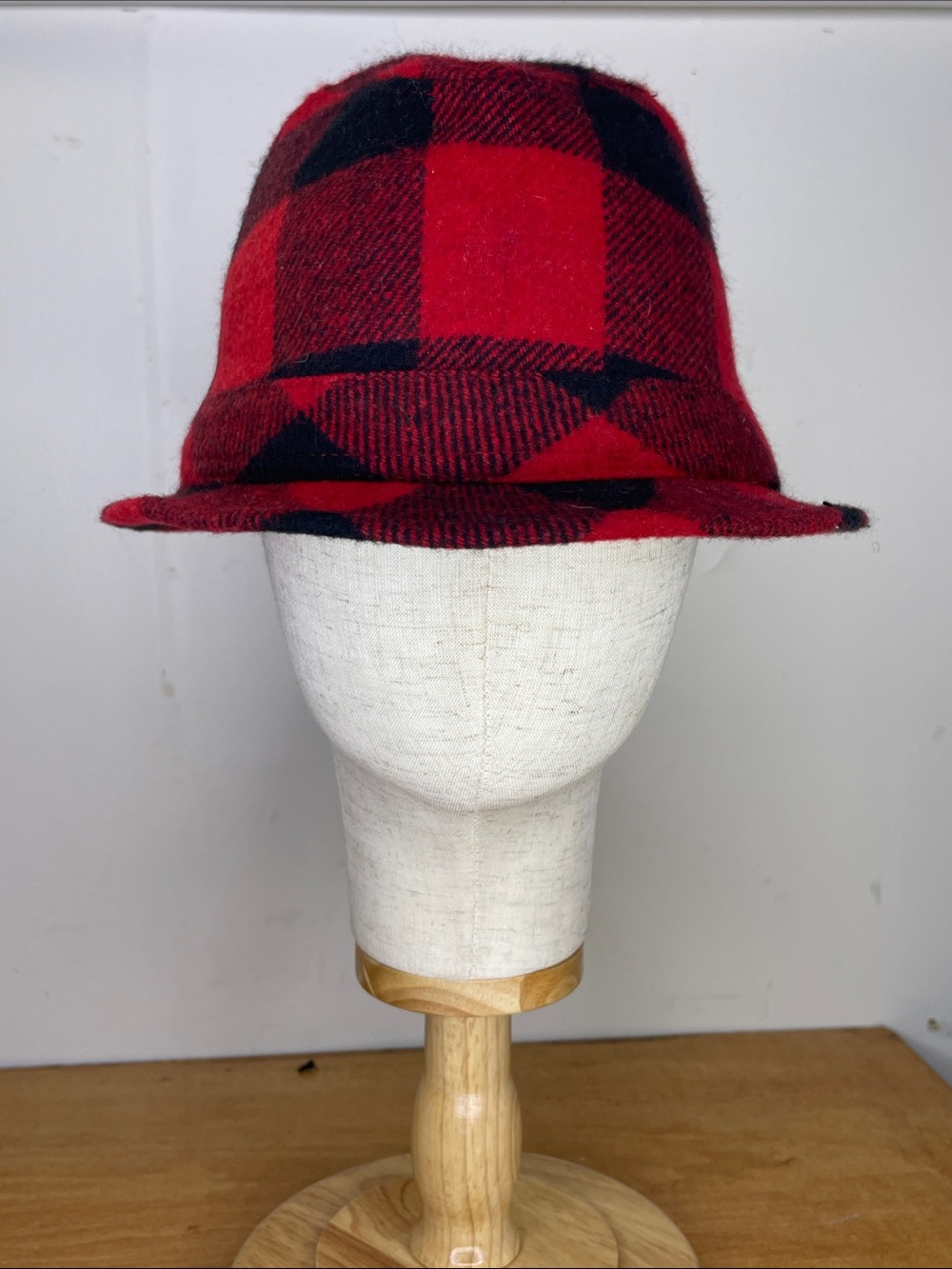 Red and Black Plaid Fedora Hat for Men